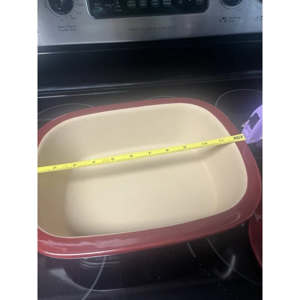 Pampered Chef Stoneware Deep Covered Baker Cranberry w/Lid Item #1321 EUC